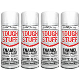 4X Paint Factory Tough Stuff Enamel White Gloss 400ml Spray Paint